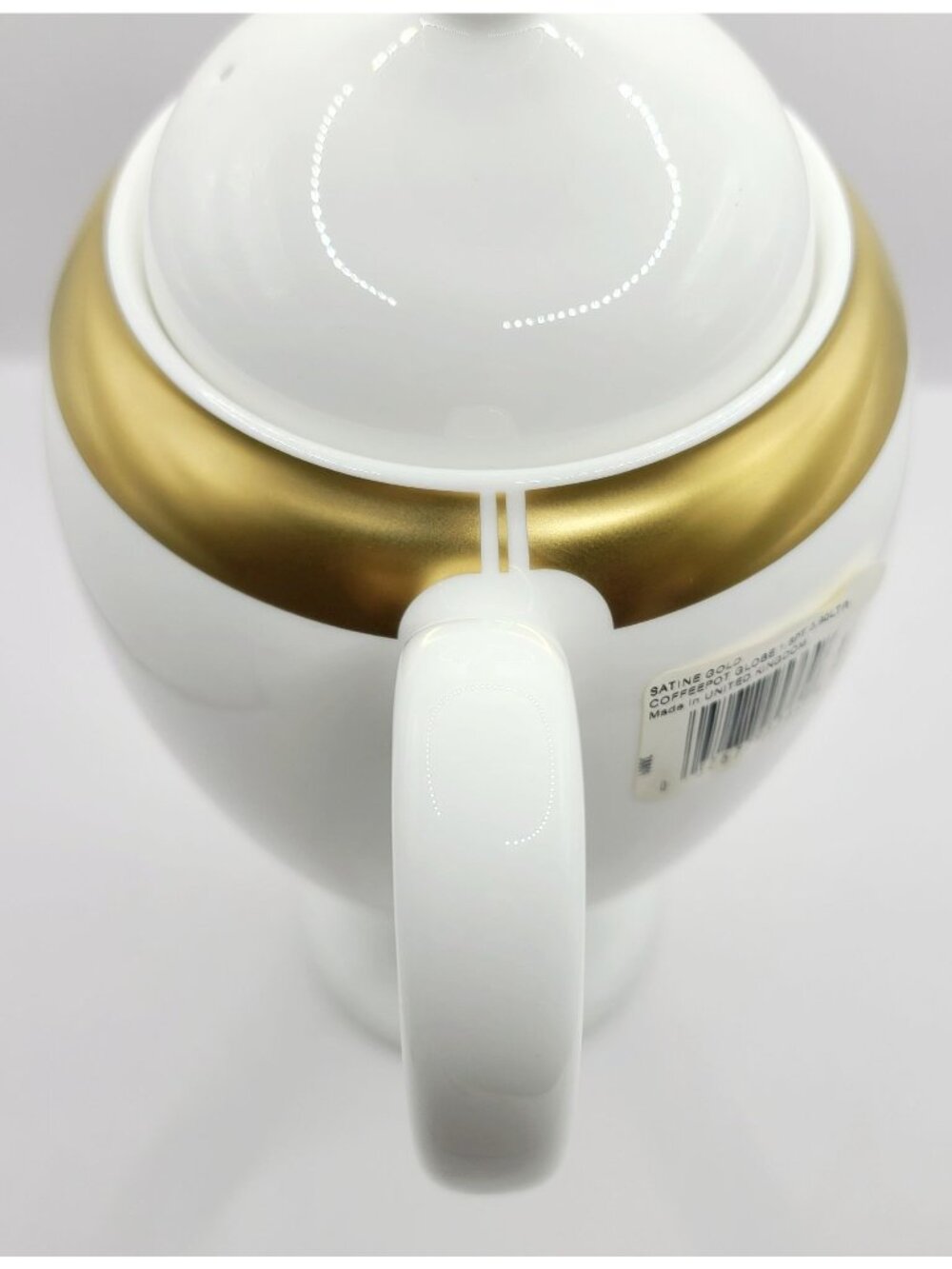 Wedgwood Satine Gold Coffee Pot Globe Gold Banded New Opened Box - Picture 6 of 14